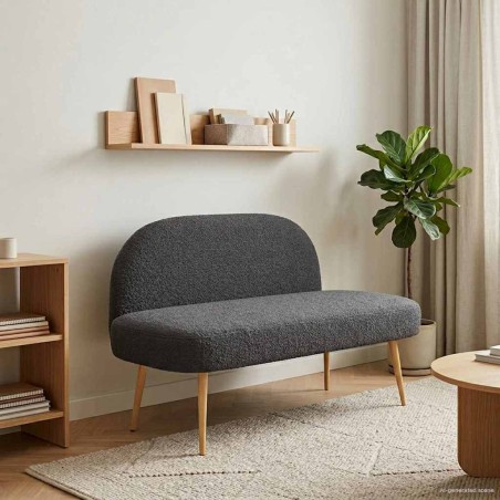 Banc rembourré avec dossier Gris foncé 110 x 60 x 76 cm Bouclé 633968633968