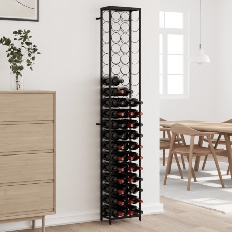 Casier à bouteilles de 57 bouteilles noir 34x18x200cm fer forgé 633973633973
