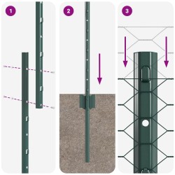 Clôture hexagonale avec poteau 25 x 1 m Acier recouvert de PVC 633993633993