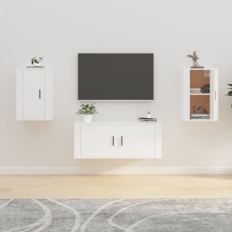Meubles TV muraux 2 pcs Blanc 40x34,5x60 cm 634002634002