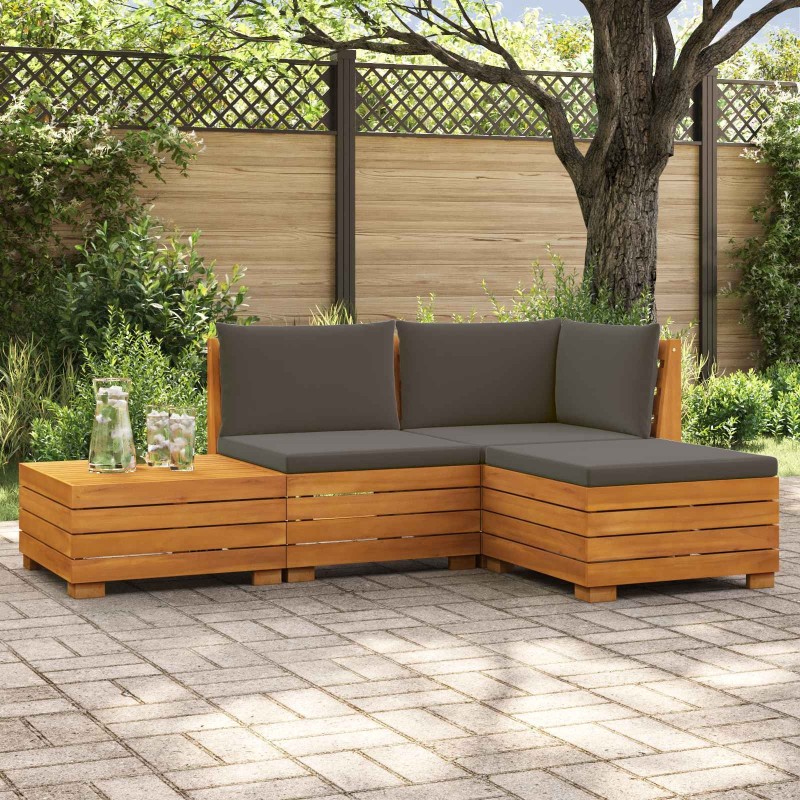 Ensemble de canapés d'extérieur avec coussin 4 Pièce Marron 634005634005