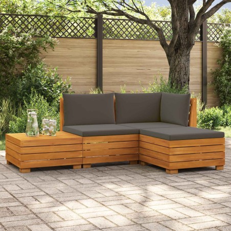 Ensemble de canapés d'extérieur avec coussin 4 Pièce Marron 634005634005