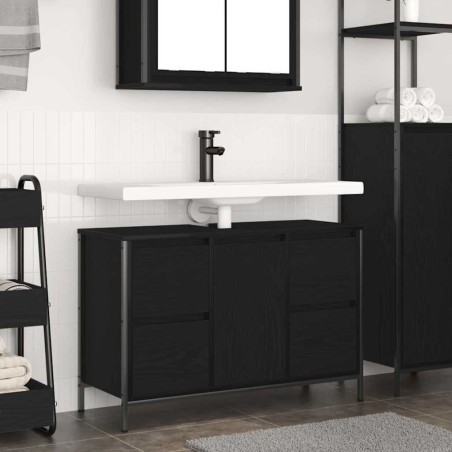 Meuble sous-vasque avec tiroirs chêne noir 90x34,5x60 cm 634019634019