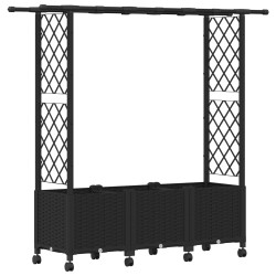 Lit Élevé avec Treillis et Toit Noir 162,5 x 40 x 142 cm PP 634023634023