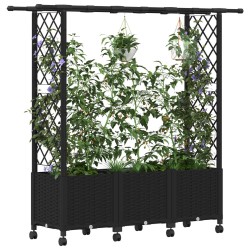 Lit Élevé avec Treillis et Toit Noir 162,5 x 40 x 142 cm PP 634023634023