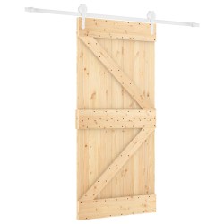 Porte coulissante Naturel et Blanc 90 x 210 cm 634037634037