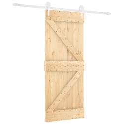 Porte coulissante Naturel et Blanc 80 x 210 cm 634038634038
