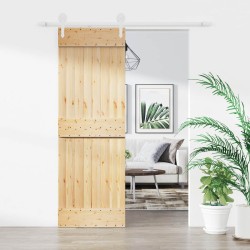 Porte coulissante Naturel et Blanc 70 x 210 cm 634039634039