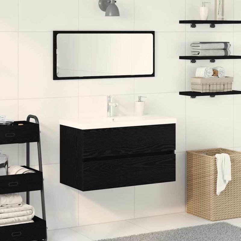 Meuble de Lavabo de Salle de Bain Chêne noir 80 x 39 x 62 cm 634043634043