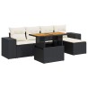 Salon de jardin 6 pcs avec coussins noir résine tressée 634045634045
