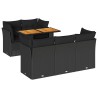 Salon de jardin 6 pcs avec coussins noir résine tressée 634057634057