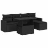 Salon de jardin 6 pcs avec coussins noir résine tressée 634060634060