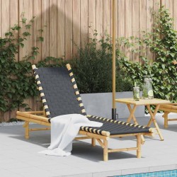 Transat en bambou avec sangles tissées noires 55 x 200 x 30 cm 634066634066