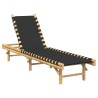 Transat en bambou avec sangles tissées noires 55 x 200 x 30 cm 634066634066