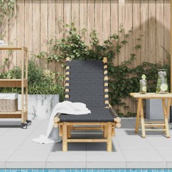 Transat en bambou avec sangles tissées noires 55 x 200 x 30 cm 634066634066