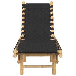 Transat en bambou avec sangles tissées noires 55 x 200 x 30 cm 634066634066