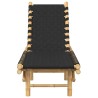 Transat en bambou avec sangles tissées noires 55 x 200 x 30 cm 634066634066