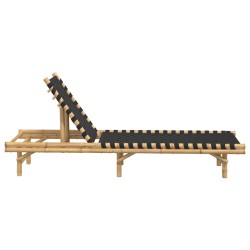 Transat en bambou avec sangles tissées noires 55 x 200 x 30 cm 634066634066