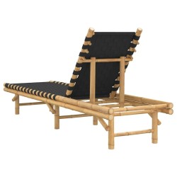 Transat en bambou avec sangles tissées noires 55 x 200 x 30 cm 634066634066