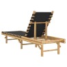 Transat en bambou avec sangles tissées noires 55 x 200 x 30 cm 634066634066