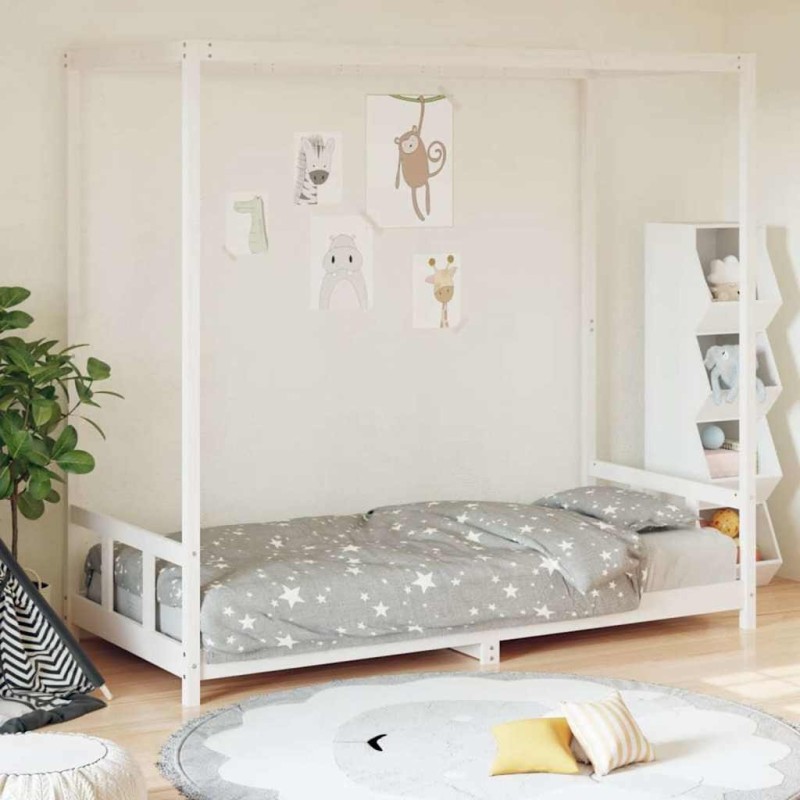 Cadre de lit pour enfants blanc 90x200 cm bois de pin massif 634071634071