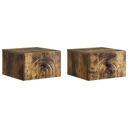 Cabinet de chevet mural 2 pcs Chêne fumé 33 x 34,5 x 20 cm 634082634082