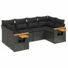 Salon de jardin 6 pcs avec coussins noir résine tressée 634089634089