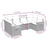 Salon de jardin 6 pcs avec coussins noir résine tressée 634089634089