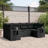 Salon de jardin 6 pcs avec coussins noir résine tressée 634090634090