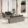 Salon de jardin 6 pcs avec coussins gris résine tressée 634095634095