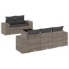 Salon de jardin 6 pcs avec coussins gris résine tressée 634095634095