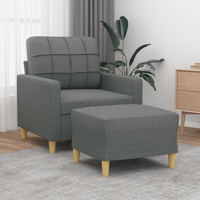 Fauteuil avec repose-pied Gris foncé 60 cm Tissu 634100634100