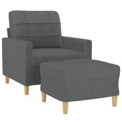 Fauteuil avec repose-pied Gris foncé 60 cm Tissu 634100634100