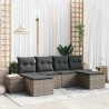 Ensemble de canapé de jardin avec coussin 4 pcs Gris polyrotin 634101634101