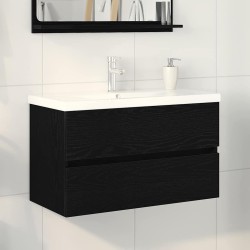 Meuble de Lavabo de Salle de Bain Chêne noir 80 x 39 x 62 cm 634102634102