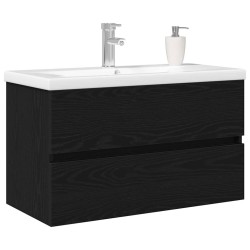 Meuble de Lavabo de Salle de Bain Chêne noir 80 x 39 x 62 cm 634102634102