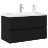 Meuble de Lavabo de Salle de Bain Chêne noir 80 x 39 x 62 cm 634102634102