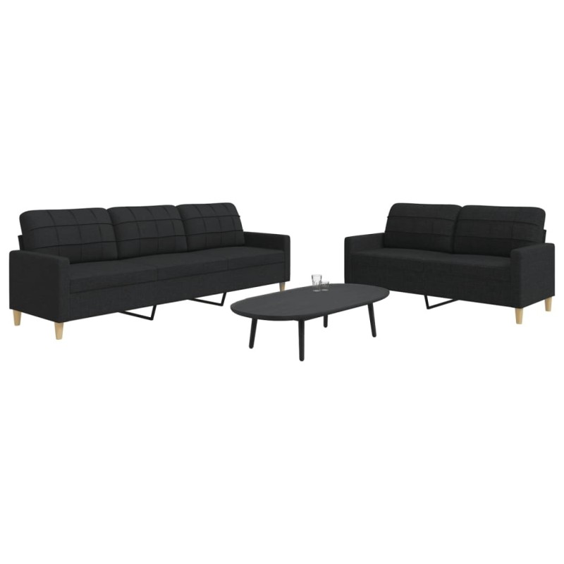 Ensemble de canapés 2 pcs noir tissu 634110634110