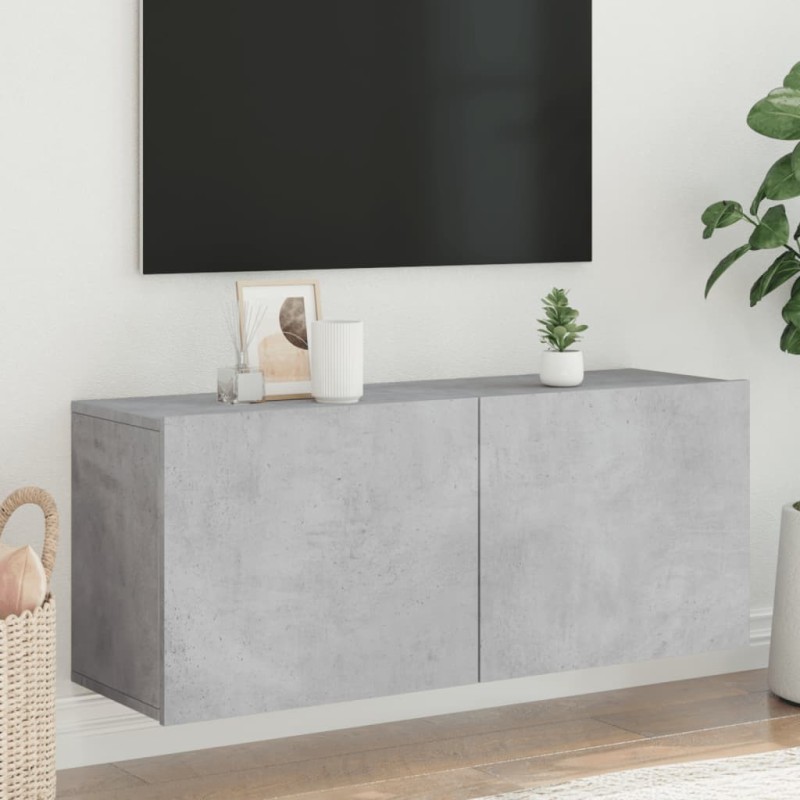 Meuble TV mural gris béton 100x30x41 cm 634114634114