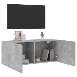 Meuble TV mural gris béton 100x30x41 cm 634114634114