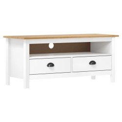 Meuble TV Hill Range Blanc 110x40x47 cm Bois de pin solide 634122634122