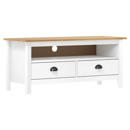Meuble TV Hill Range Blanc 110x40x47 cm Bois de pin solide 634122634122