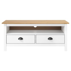 Meuble TV Hill Range Blanc 110x40x47 cm Bois de pin solide 634122634122