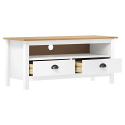Meuble TV Hill Range Blanc 110x40x47 cm Bois de pin solide 634122634122