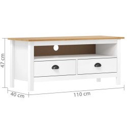 Meuble TV Hill Range Blanc 110x40x47 cm Bois de pin solide 634122634122