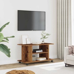 Meuble TV avec roulettes vieux bois 80x40x45 cm bois ingénierie 634130634130