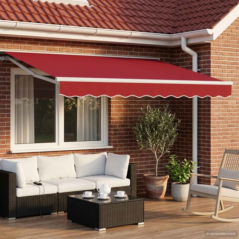 Auvent rétractable électrique Rouge et Blanc 3 x 2,5 m 634141634141