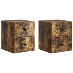 Cabinet de chevet mural 2 pcs Chêne fumé 33 x 34,5 x 40 cm 634144634144