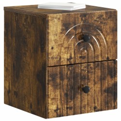 Cabinet de chevet mural 2 pcs Chêne fumé 33 x 34,5 x 40 cm 634144634144
