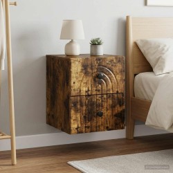 Cabinet de chevet mural 2 pcs Chêne fumé 33 x 34,5 x 40 cm 634144634144